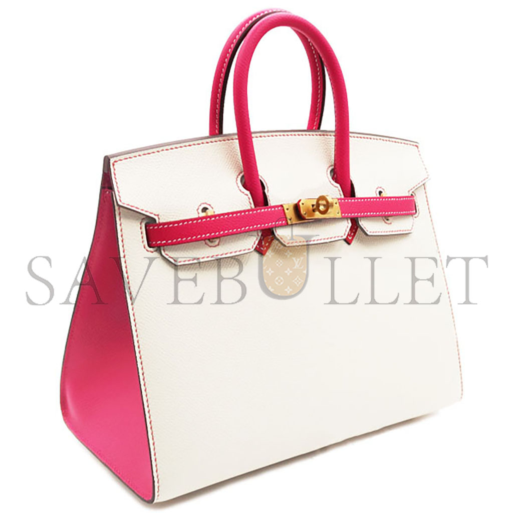H**mes master birkin 25 epsom milkshake white and pink gold buckle bag h028368ck6s (25*20*13cm)